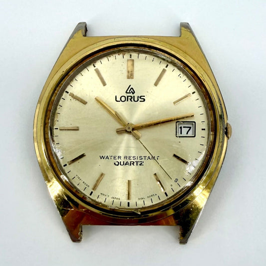 Vintage Lorus Quartz Watch – Gold Tone Case – Date – Working