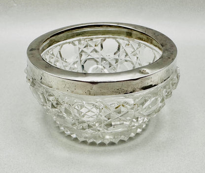 Antique Silver Rimmed Glass Salt – Birmingham 1902 Henry Bushell & Co