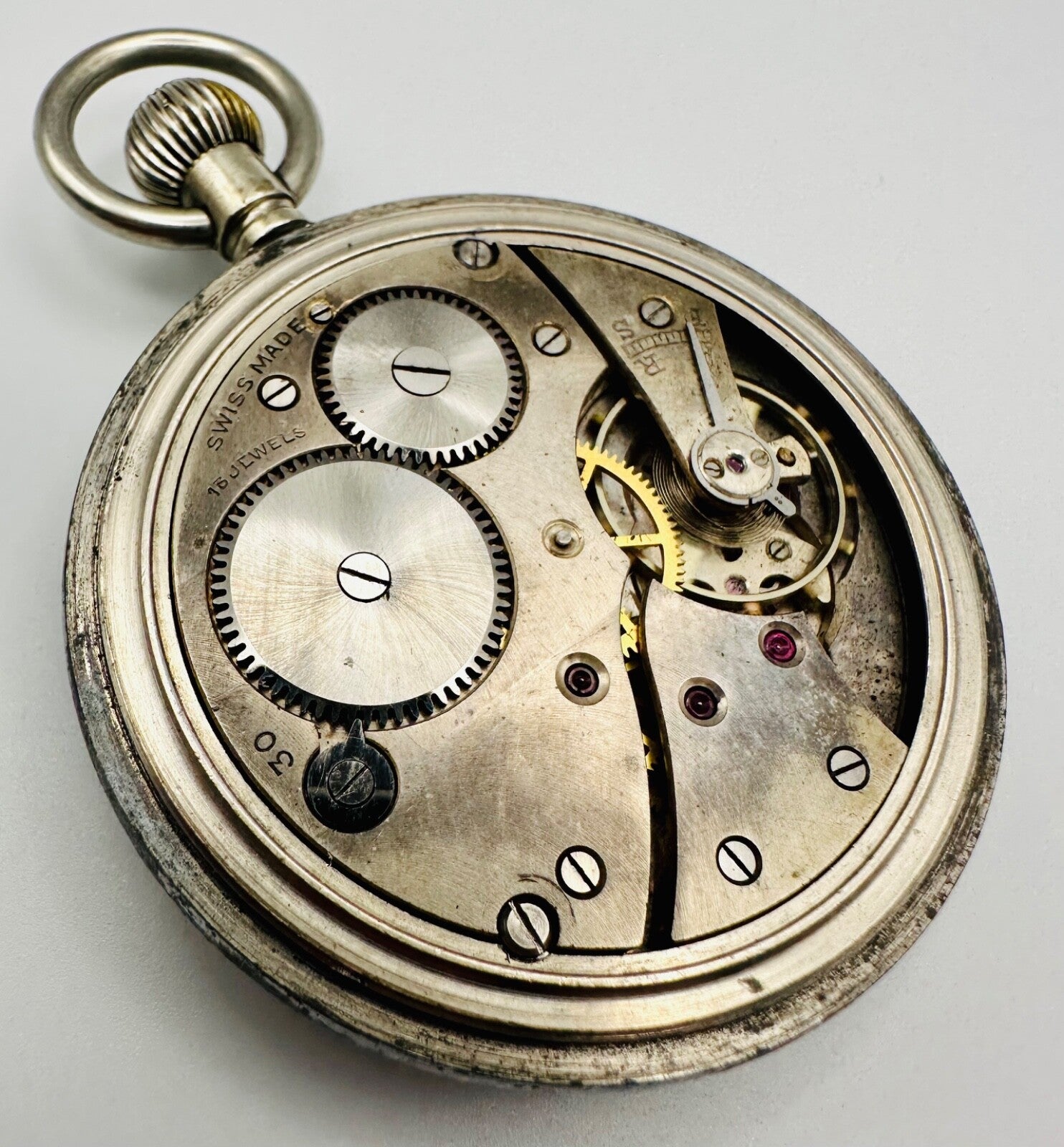 Antique British Military Pocket Watch - GS/TP Swiss Made 15 Jewels - Working