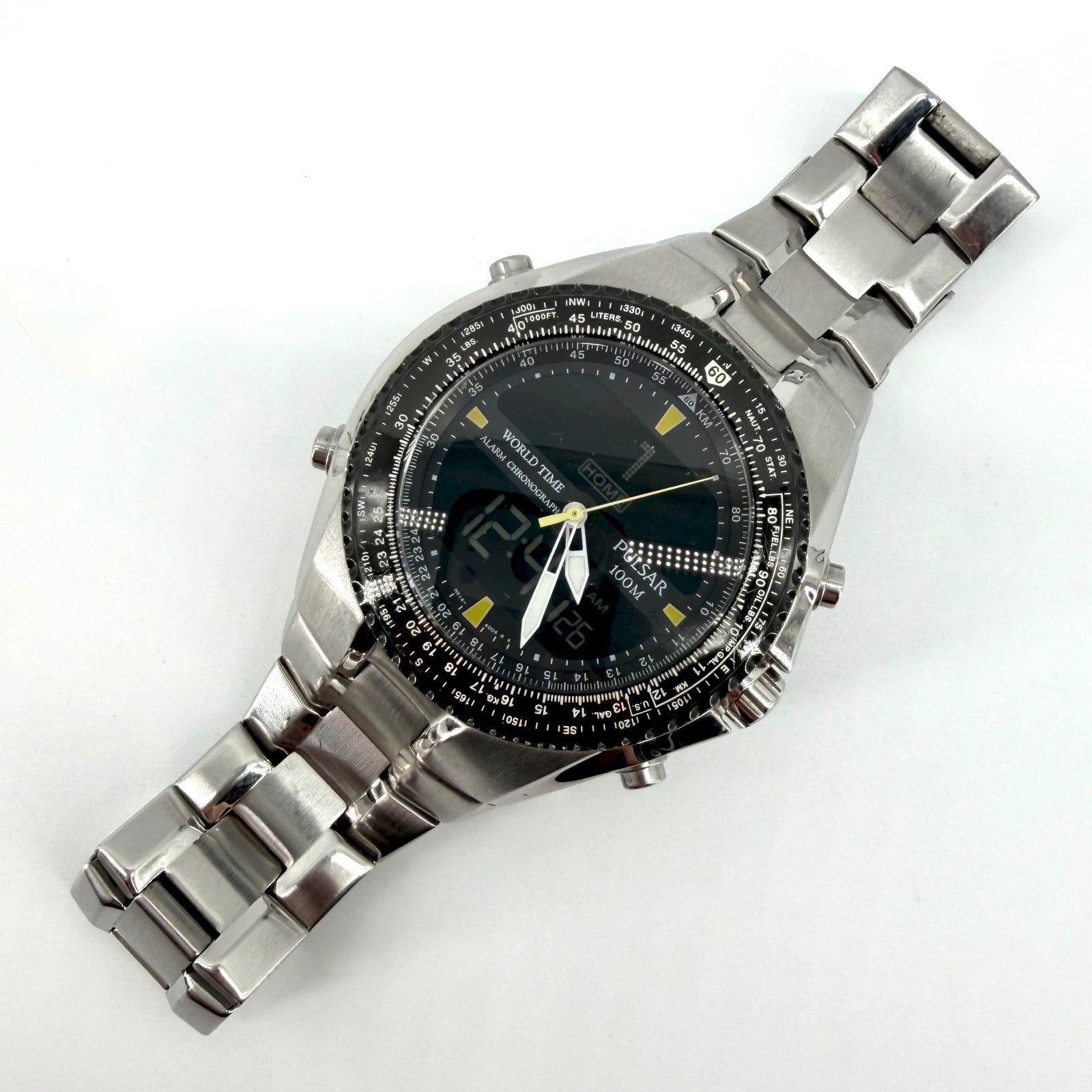 Pulsar NX14-X001 World Time Alarm Chronograph Watch – Analog Digital