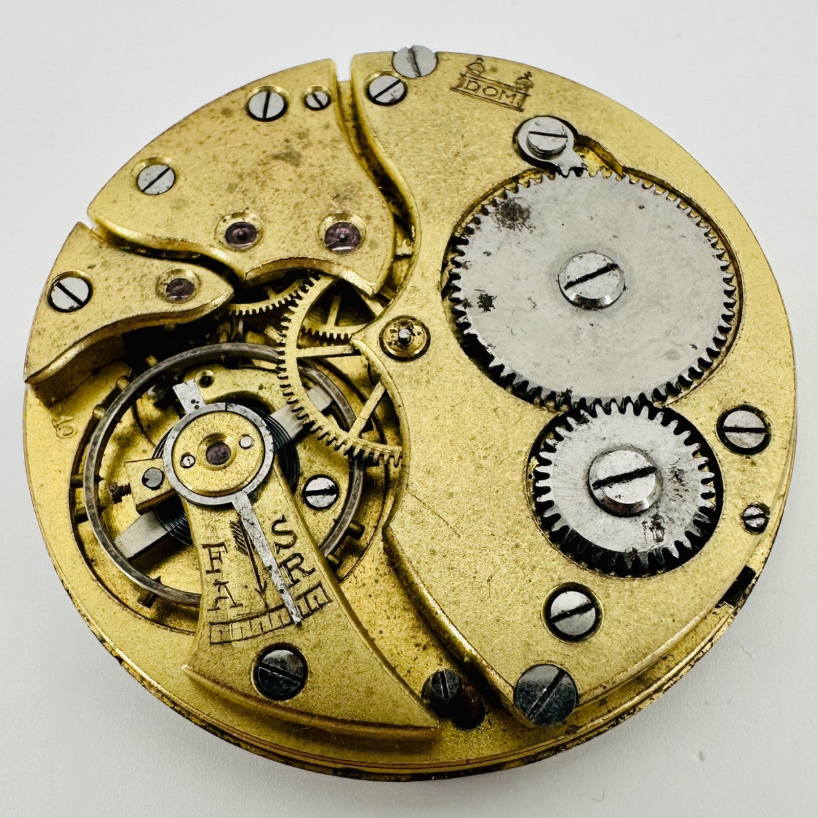 Antique DOM Pocket Watch Movement – 42mm – Stem Wound – Spares/Repair