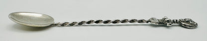 Antique White Metal Spoon - Twisted Stem & Character Finial