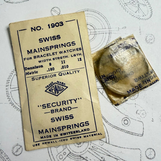 Newall “Security” Brand Mainspring No.1903 – 1.80 x 0.10 x 12" – Dennison 9 x 11