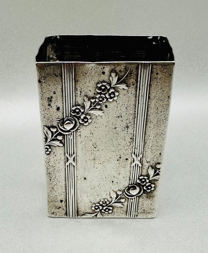 Antique 800 Silver Matchbox Sleeve/Case – German Hallmarks – Oberländer P