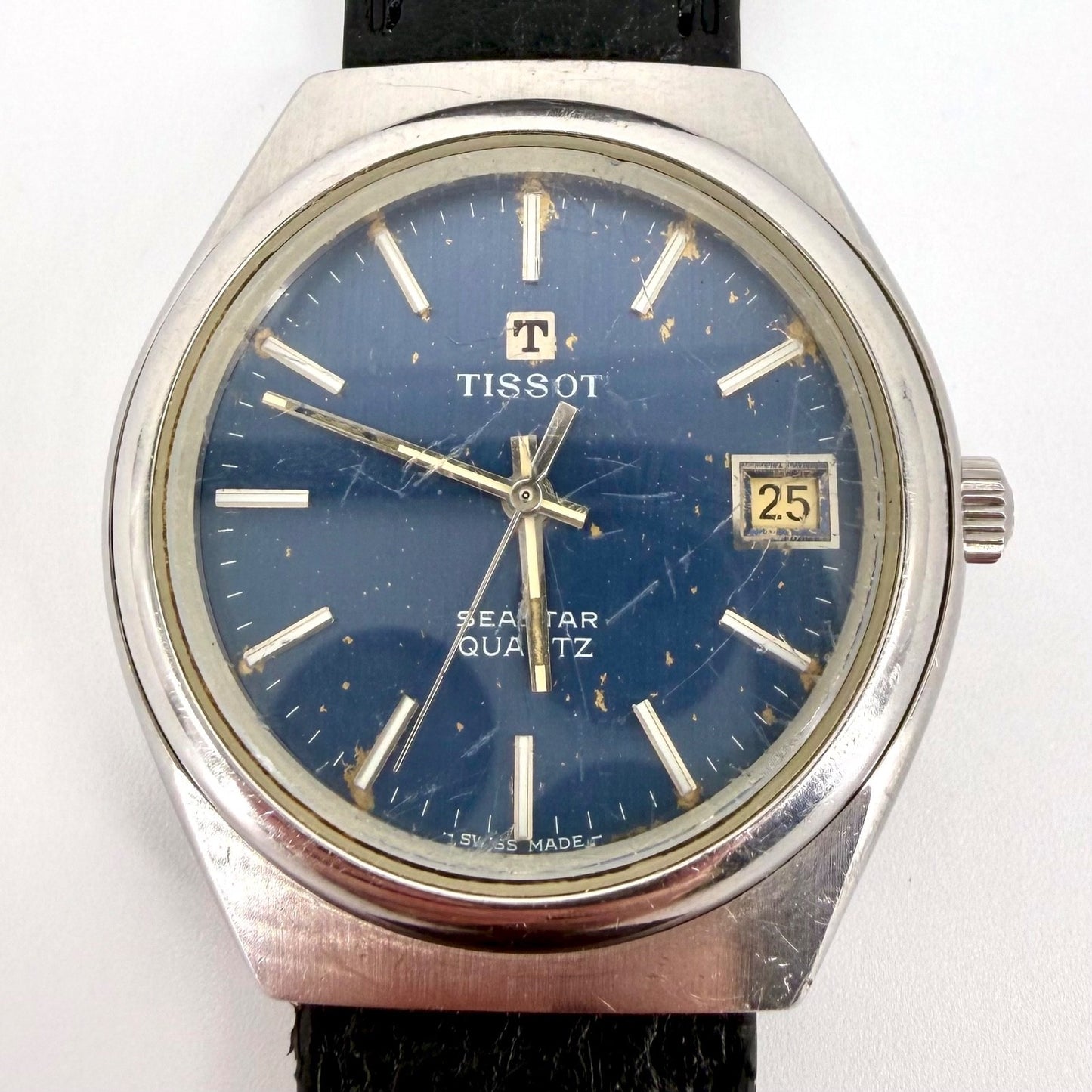 Vintage Tissot Seastar Quartz Watch 2030 Movement – Blue Dial – 1970s