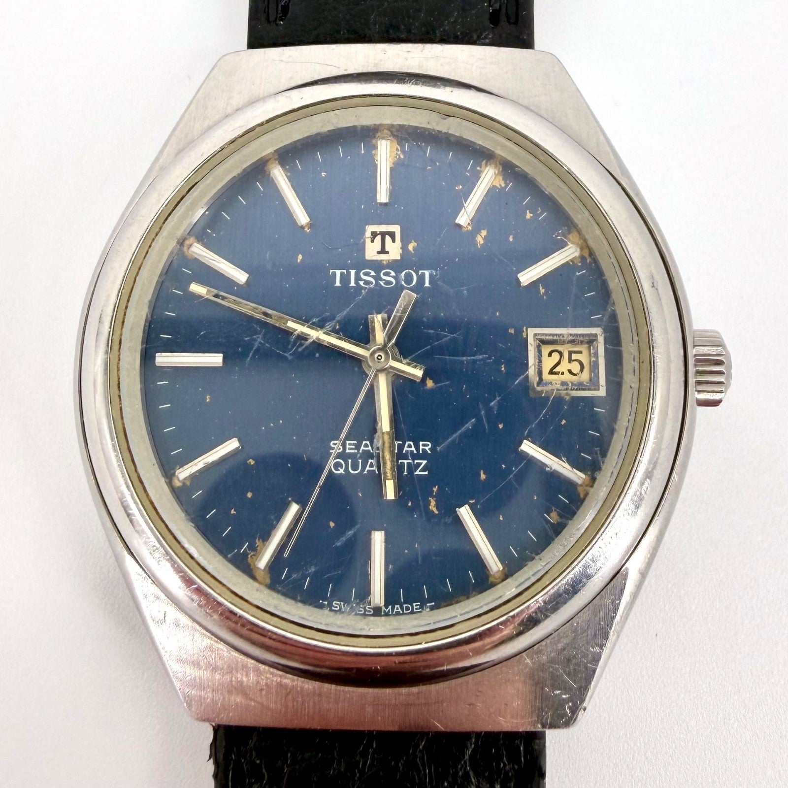 Vintage Tissot Seastar Quartz Watch 2030 Movement – Blue Dial – 1970s