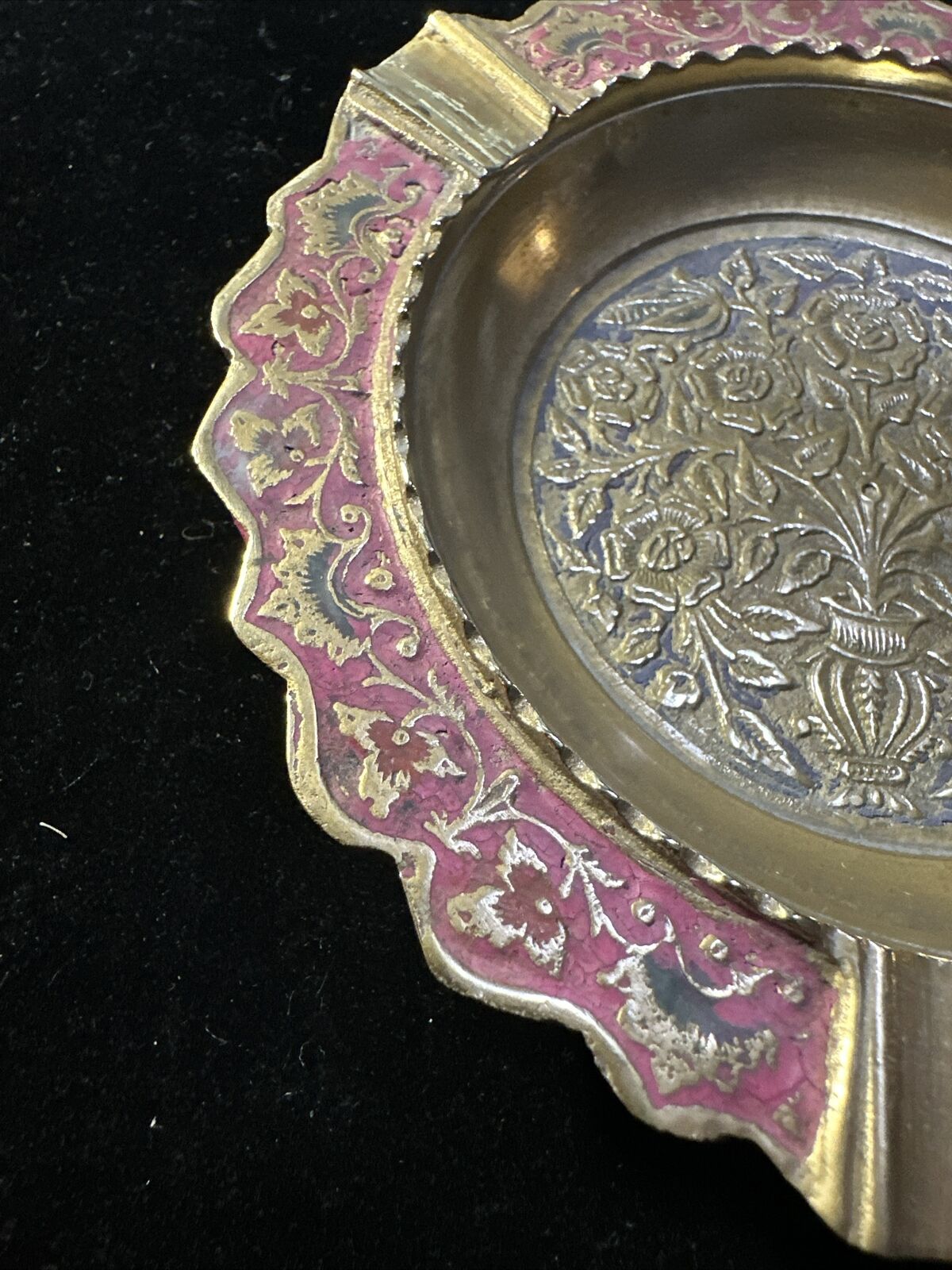 Antique Painted Brass Ashtray