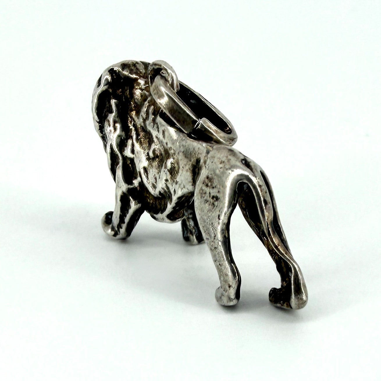 Antique Sterling Silver Lion Charm Pendant