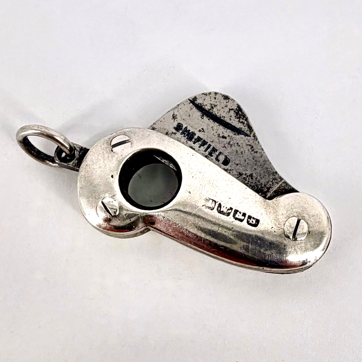 Antique Silver & Steel Cigar Cutter – Sheffield Blade – AWSS Mark – c.1900