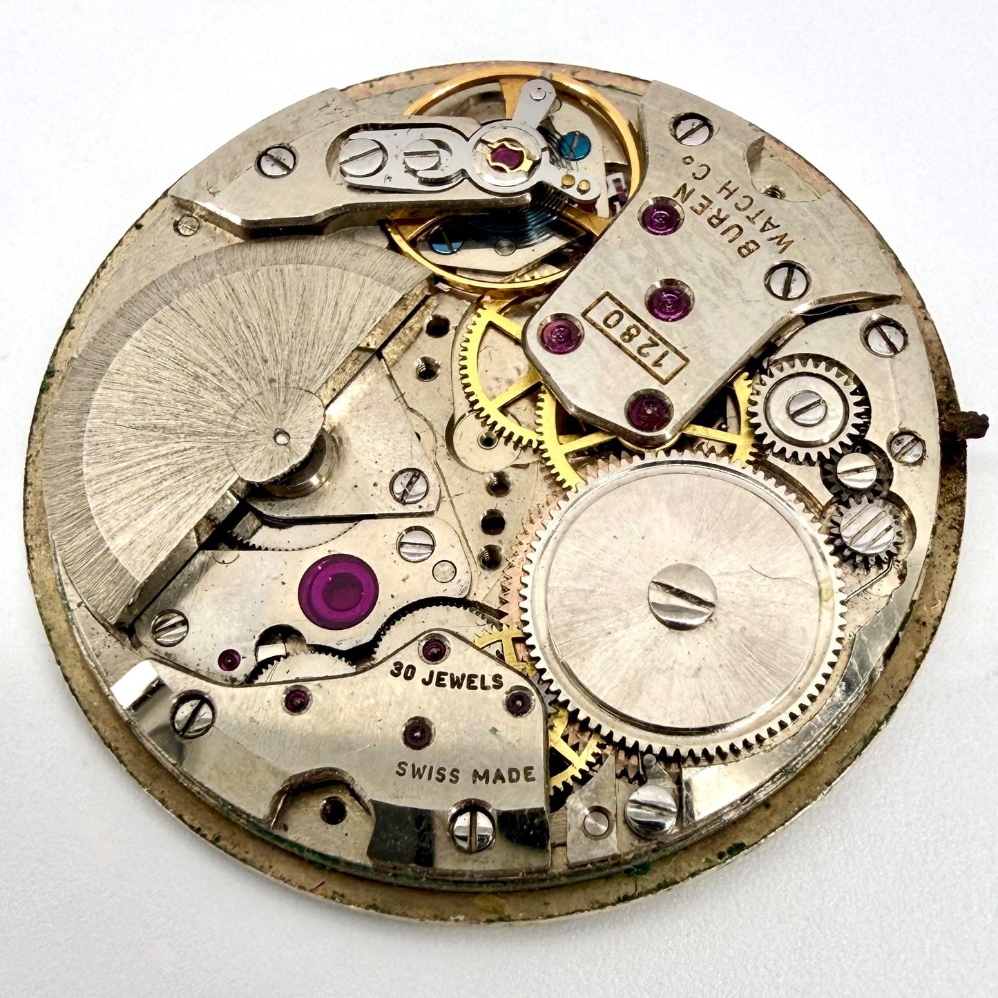 Vintage Buren 1280 Automatic Watch Movement – 30 Jewels – Swiss Made – Working