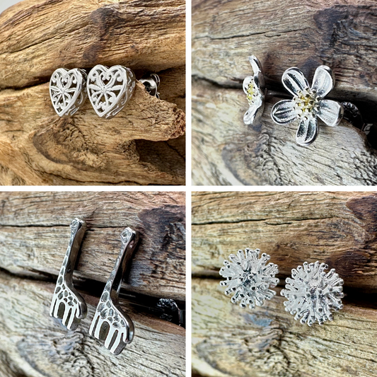 925 Sterling Silver Stud Earrings - Various Designs