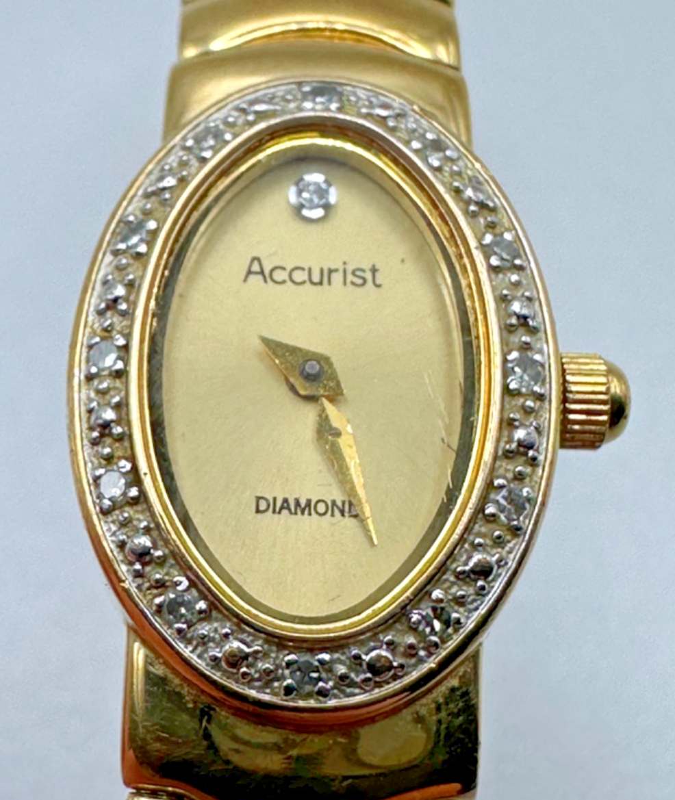 Accurist Diamond Ladies Wristwatch (Model LB 030G) for Spares or Repair