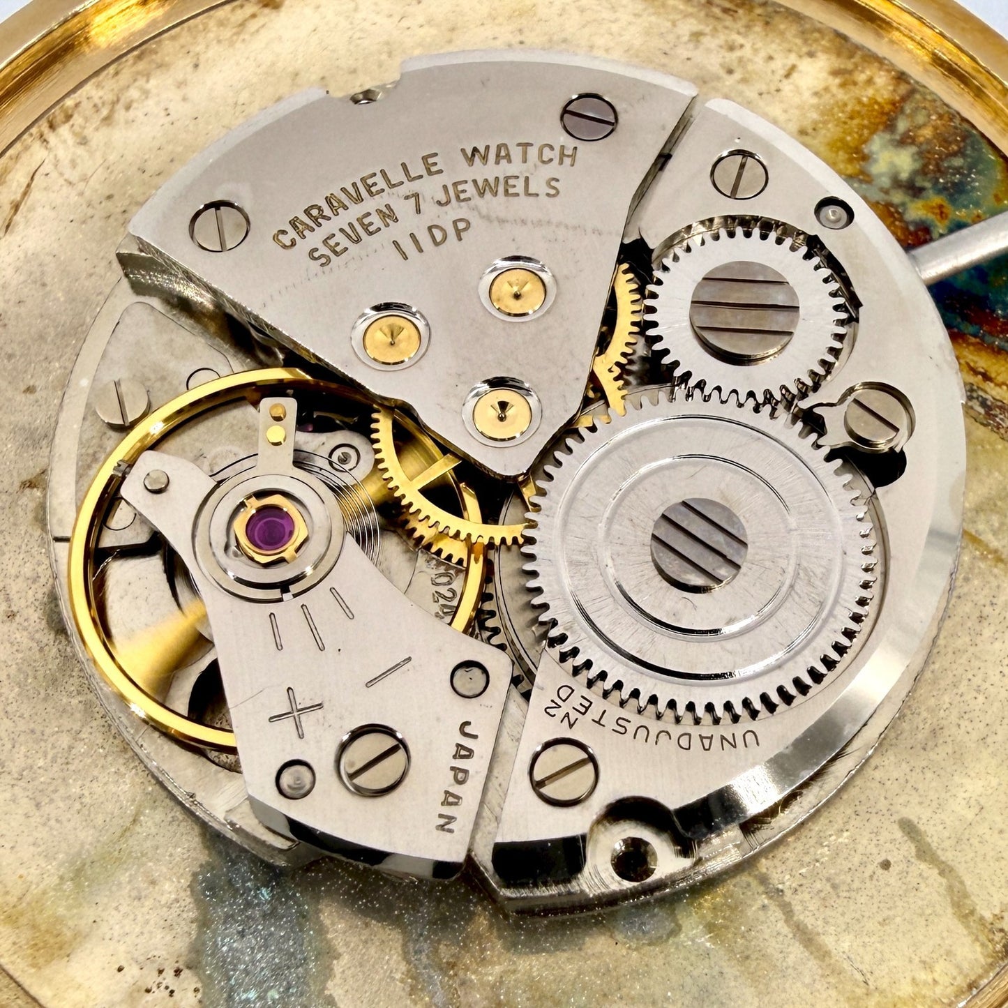 Vintage Caravelle Pocket Watch – 7 Jewel Japanese Movement - Working