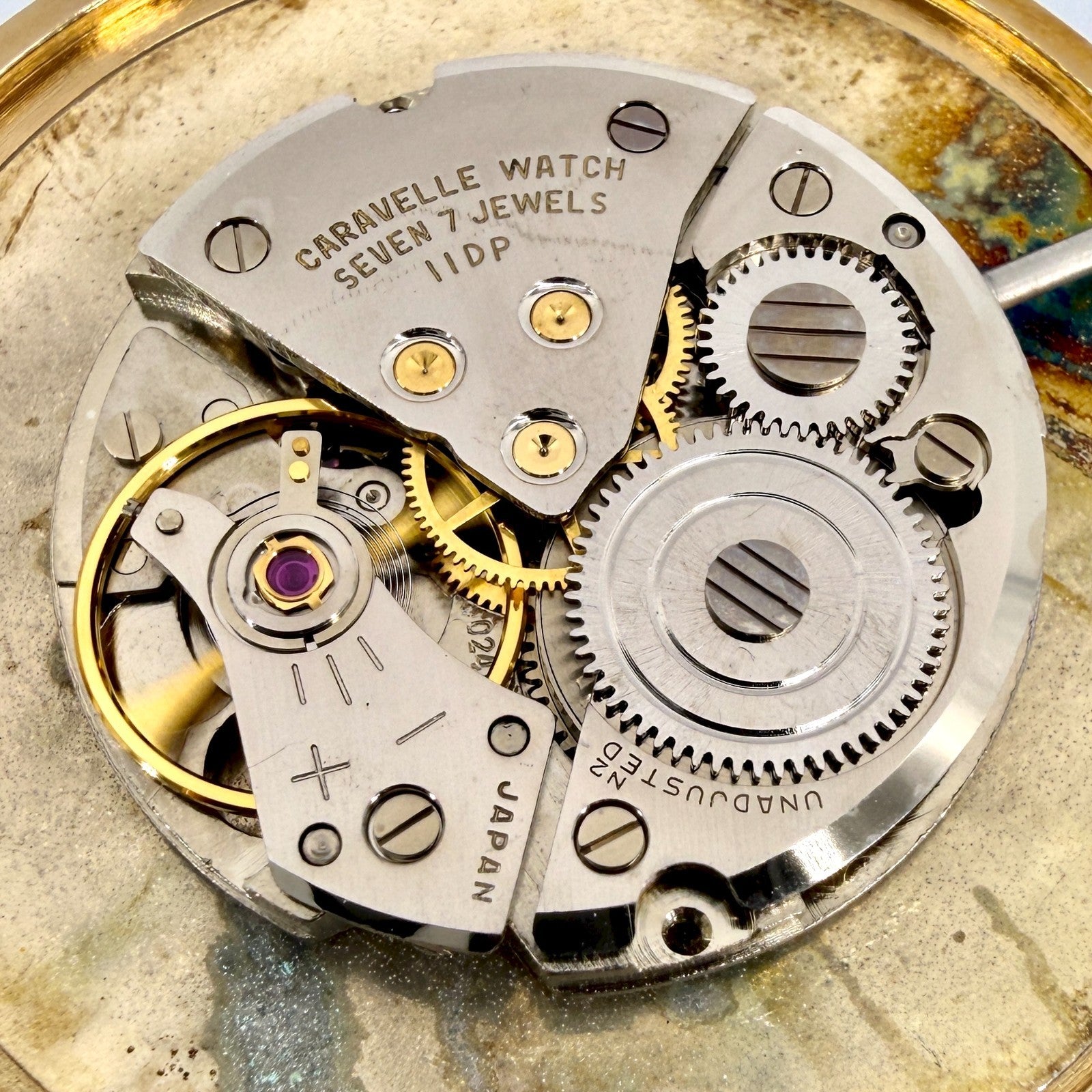 Vintage Caravelle Pocket Watch – 7 Jewel Japanese Movement - Working