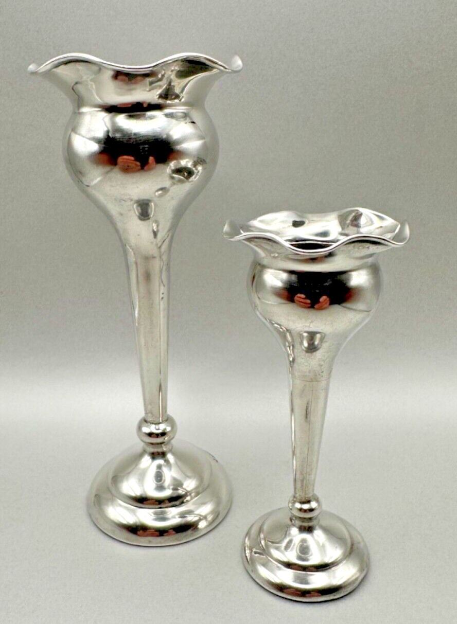 Pair of Antique Silver Vases - Birmingham 1917 Joseph Gloster