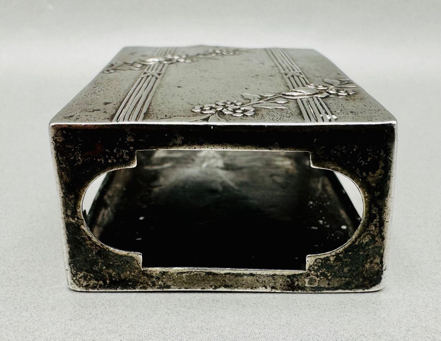 Antique 800 Silver Matchbox Sleeve/Case – German Hallmarks – Oberländer P