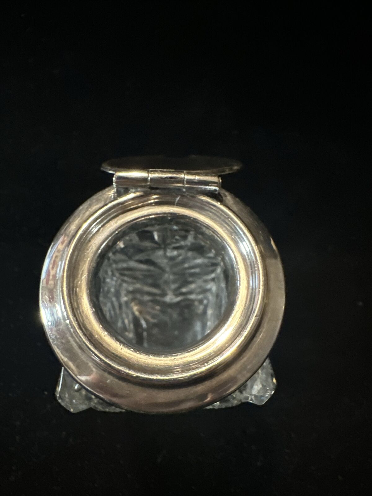 Antique Silver Plate & Cut Glass Mustard Pot