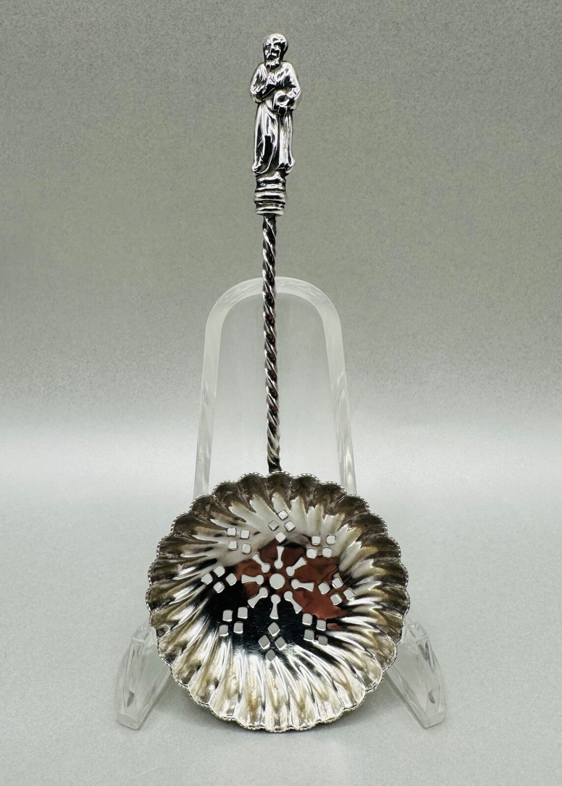 Victorian Sterling Silver Apostle Handle Sugar Sifter Spoon – Birmingham 1893