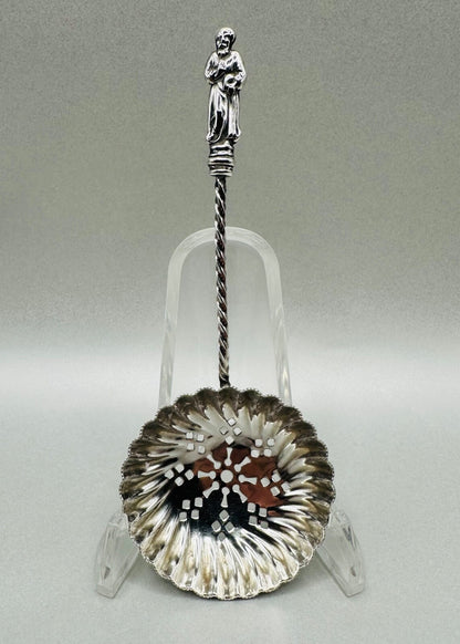 Victorian Sterling Silver Apostle Handle Sugar Sifter Spoon – Birmingham 1893