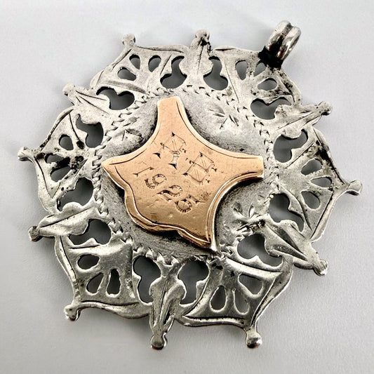 Antique Silver & Gold Fob Medallion – Birmingham 1902 – William James Dingley
