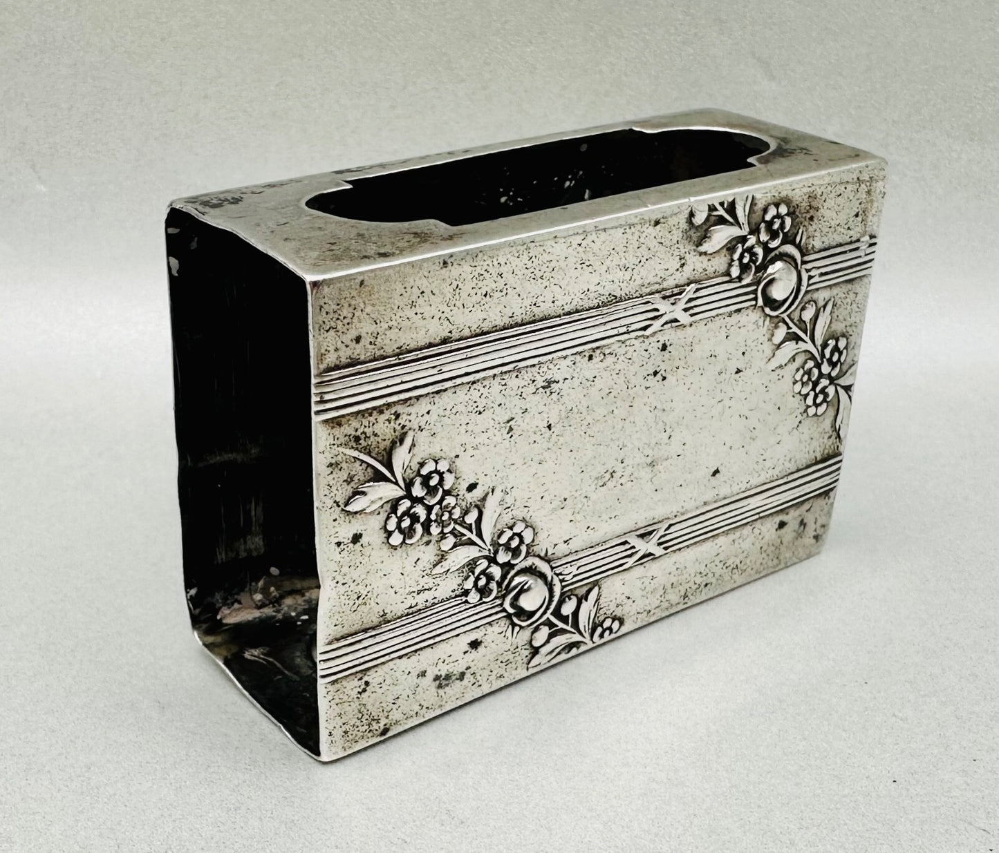 Antique 800 Silver Matchbox Sleeve/Case – German Hallmarks – Oberländer P
