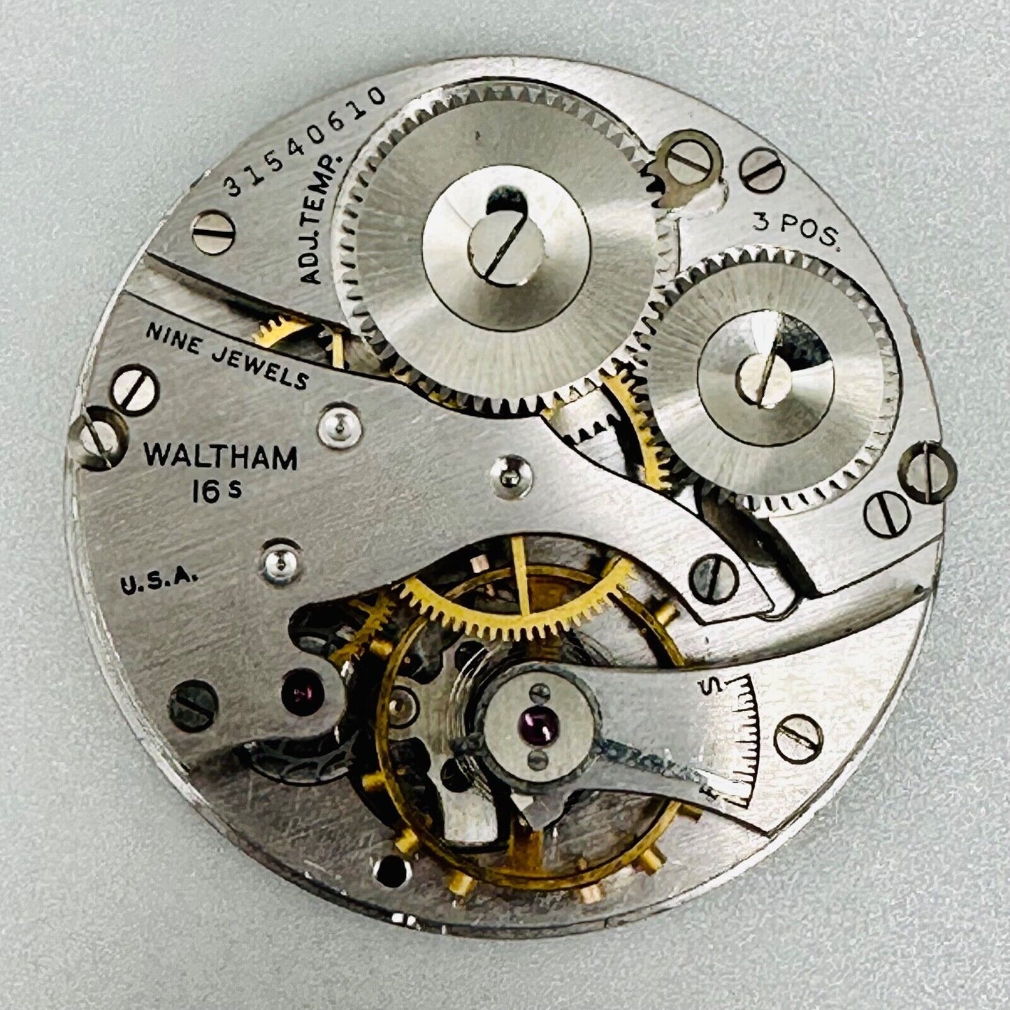 Antique Waltham - Model 1908 - 16s - 9 Jewel Pocket Watch Movement – Working