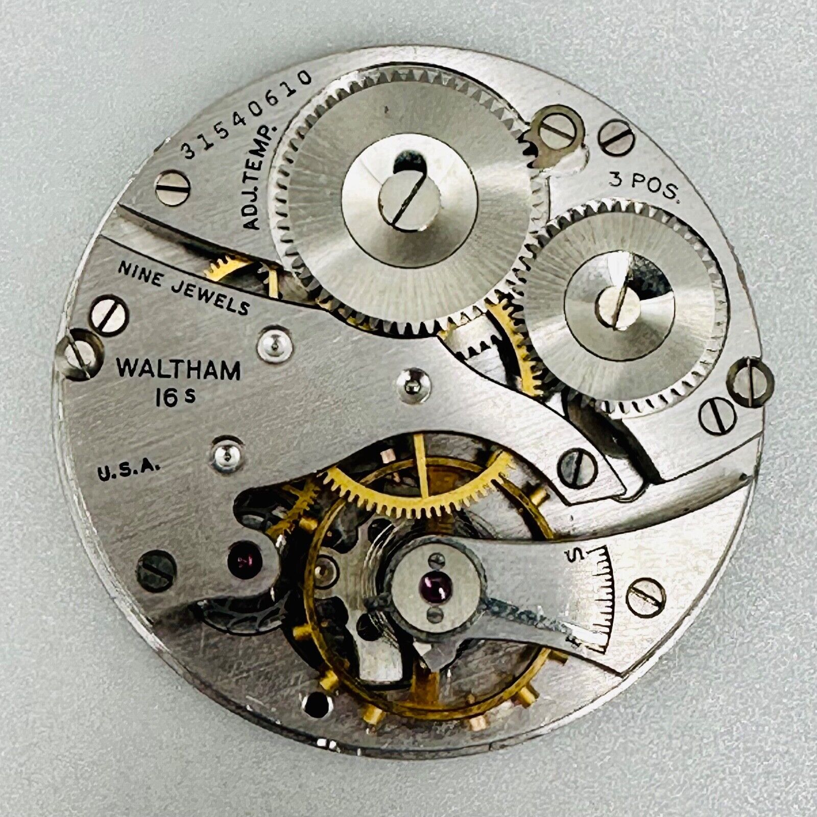 Antique Waltham - Model 1908 - 16s - 9 Jewel Pocket Watch Movement – Working
