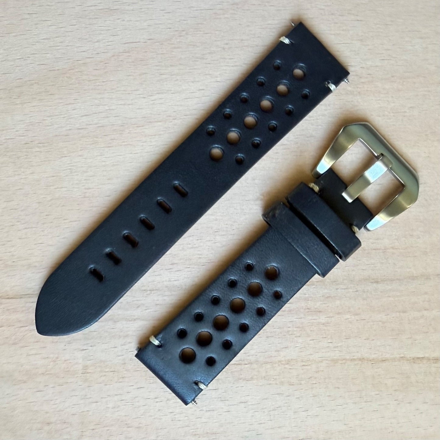 Brand New Luxury Rally Sports Smooth Leather Watch Strap - Genuine Calf Leather