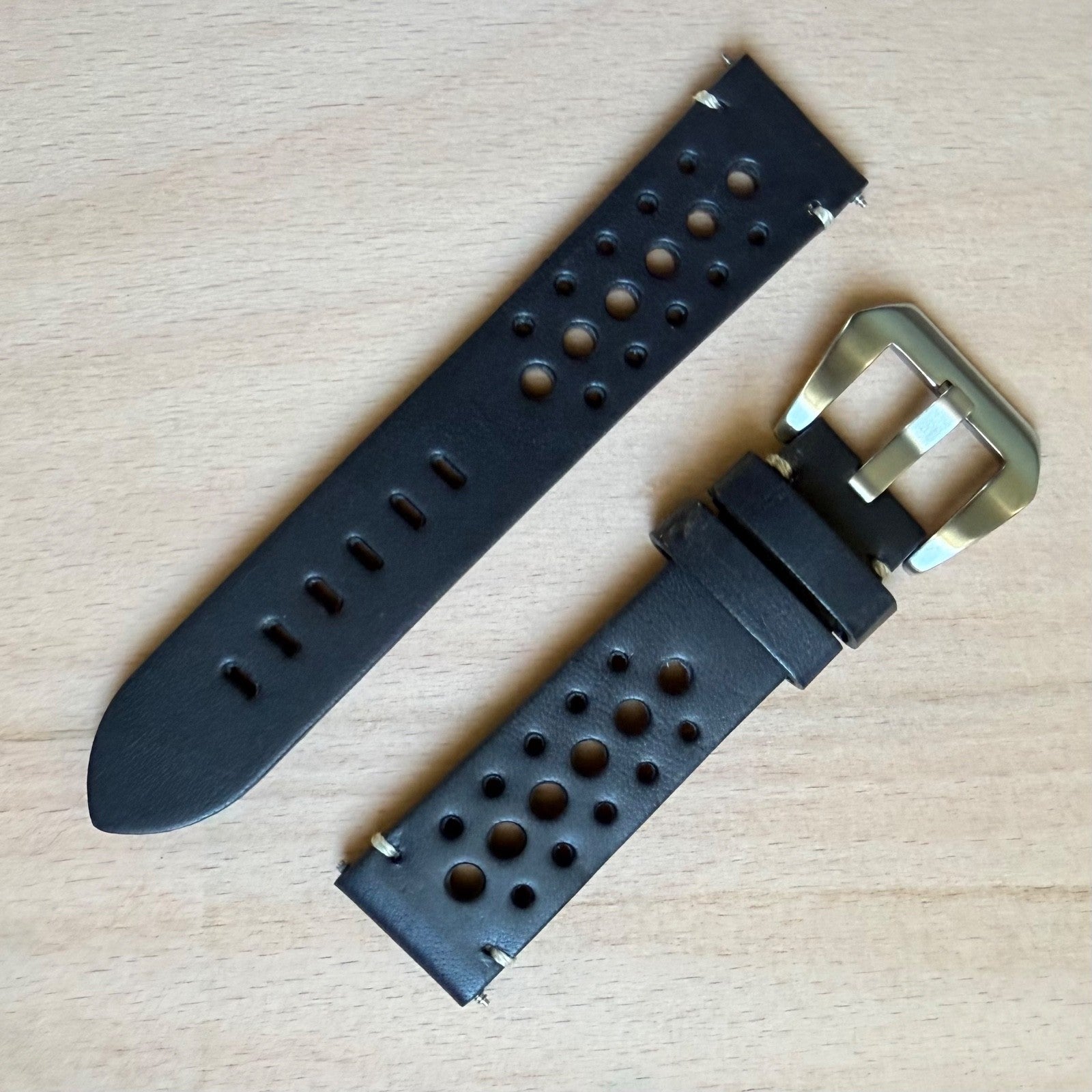 Brand New Luxury Rally Sports Smooth Leather Watch Strap - Genuine Calf Leather