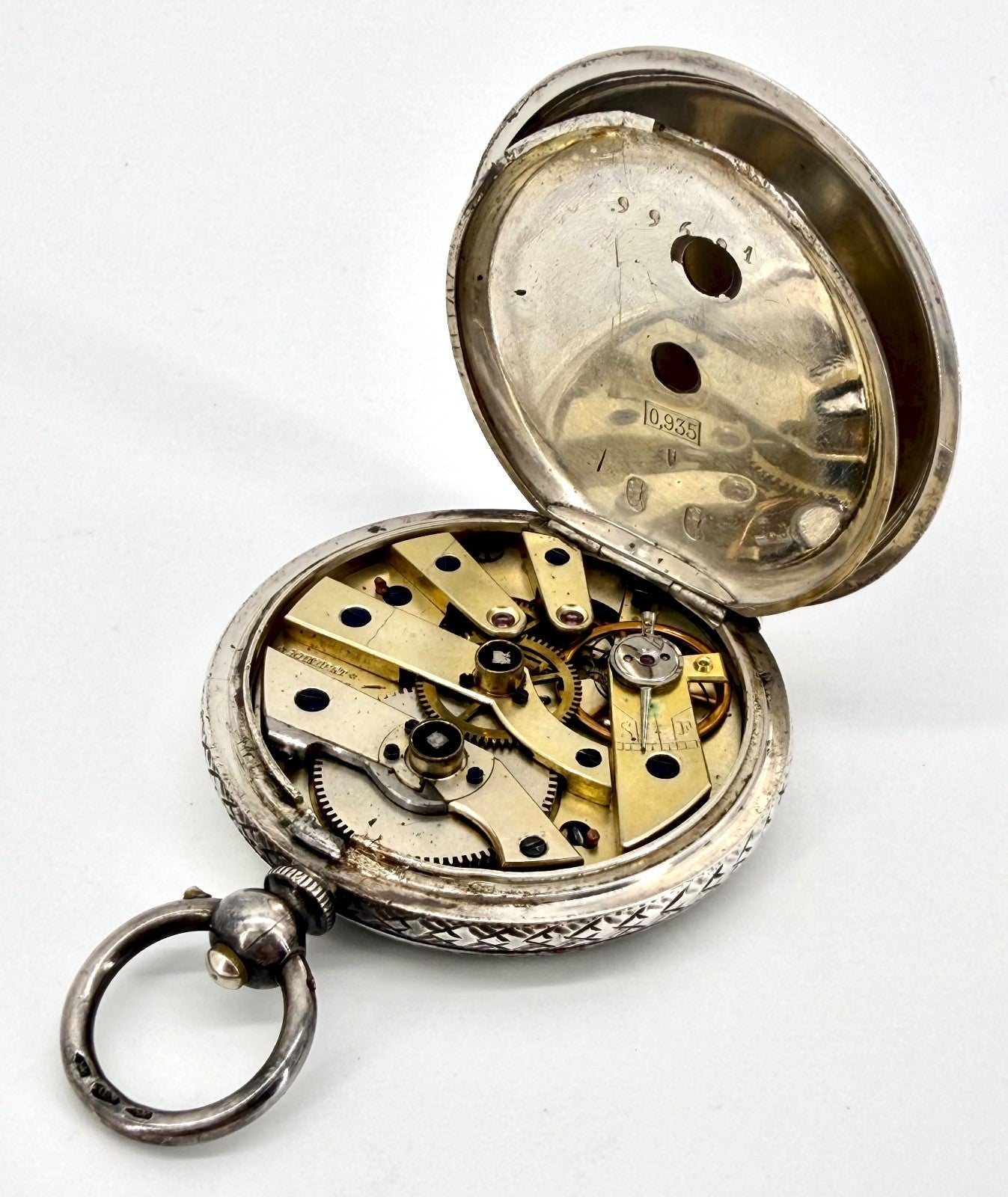 Antique Swiss 935 Silver Kundert “Best Swiss” Pocket Watch - Working