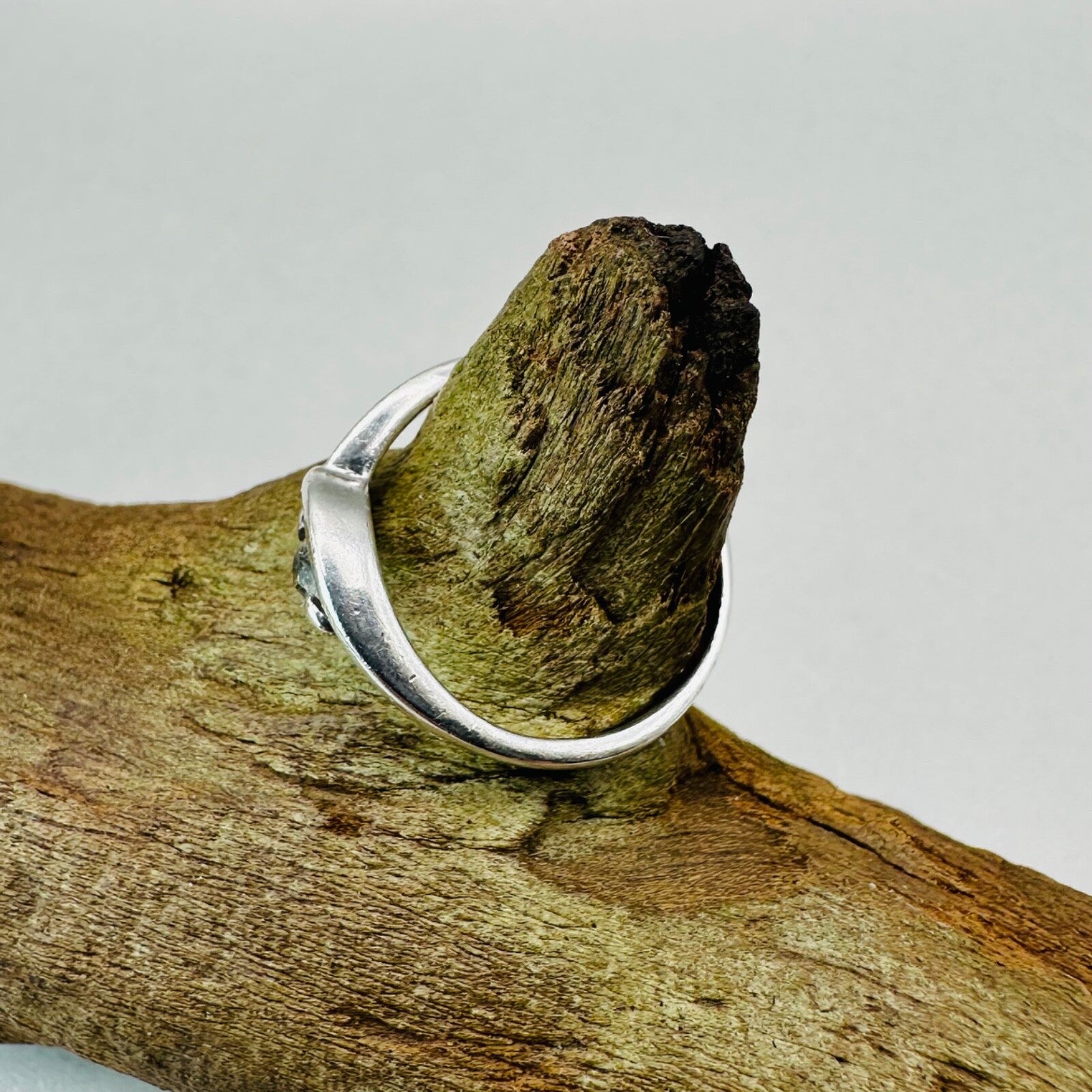 Vintage Sterling Silver Ring with Clear Stone - Size K