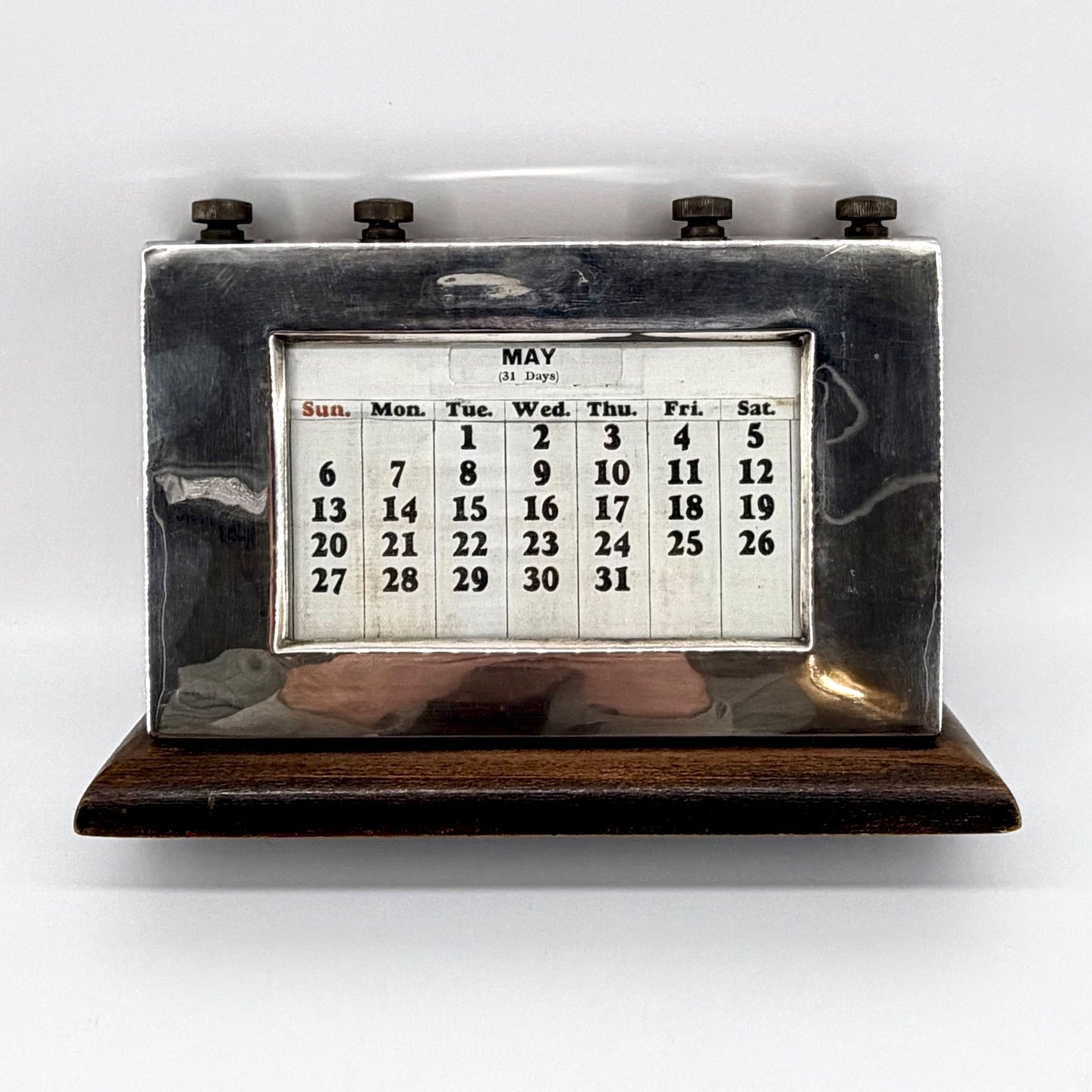 1939 Sterling Silver Desk Calendar – Birmingham – W.J. Myatt & Co