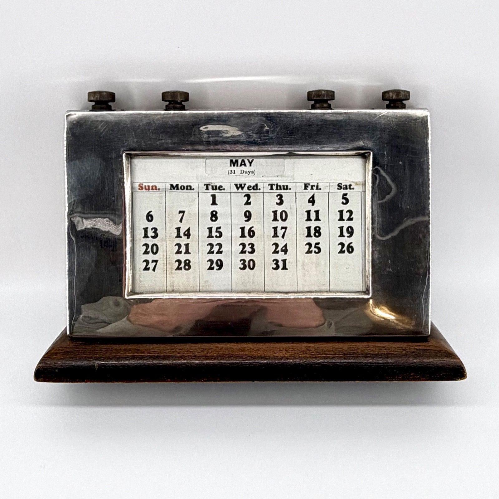 1939 Sterling Silver Desk Calendar – Birmingham – W.J. Myatt & Co