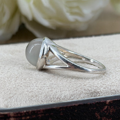 Vintage 925 Sterling Silver Cabochon Moonstone Ring – UK Size P