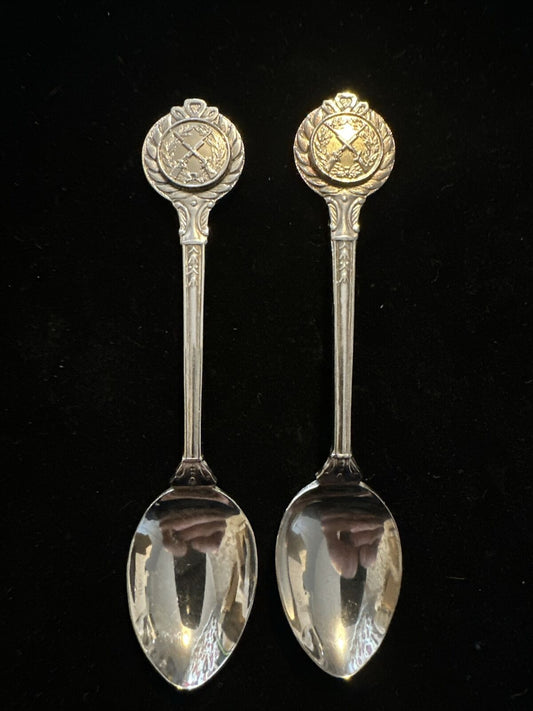 Pair Vintage Silver Plate Riffle Shotgun Shooting Teaspoons - 1990's