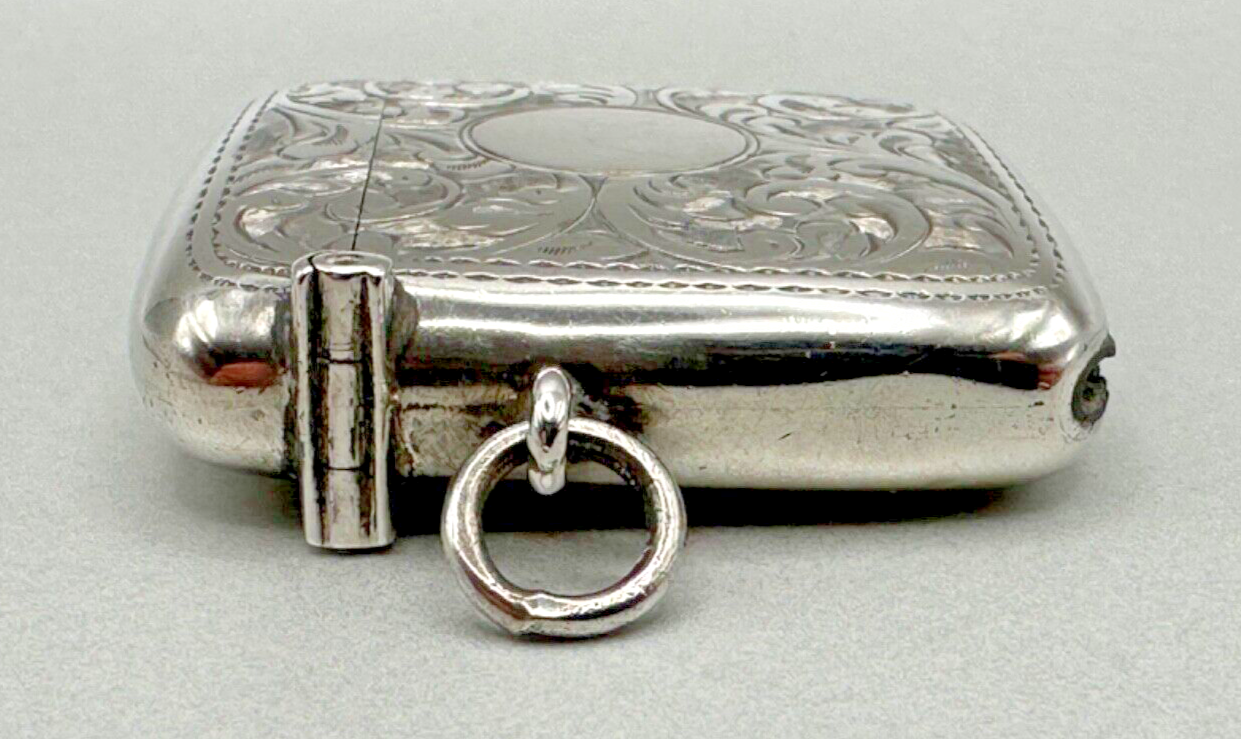 Antique Curved Silver Vesta Case - Chester 1913 Stewart Dawson & Co