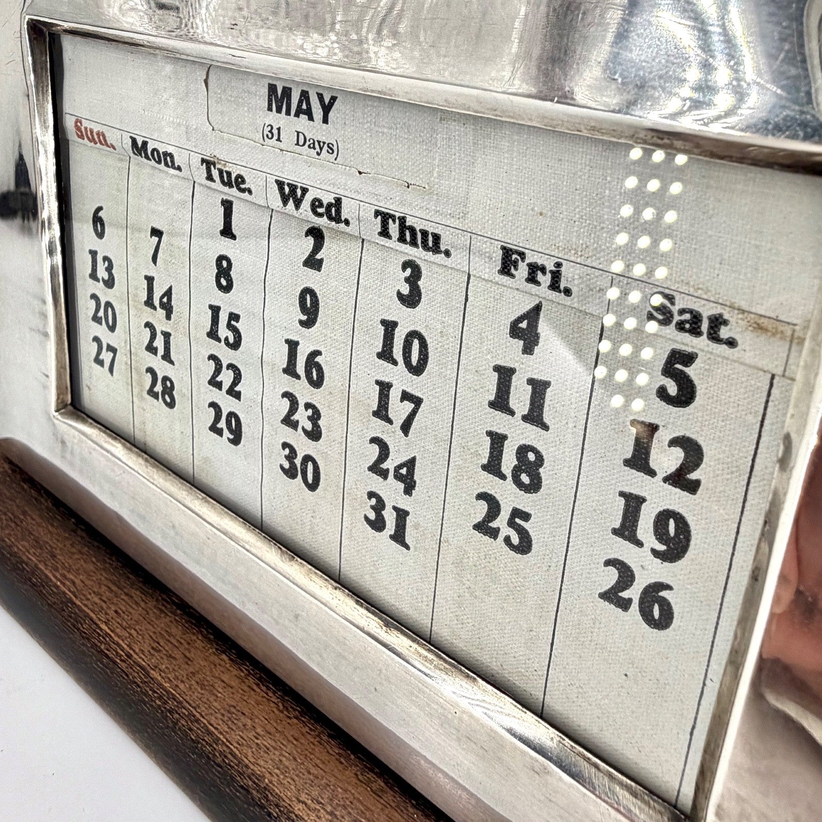 1939 Sterling Silver Desk Calendar – Birmingham – W.J. Myatt & Co