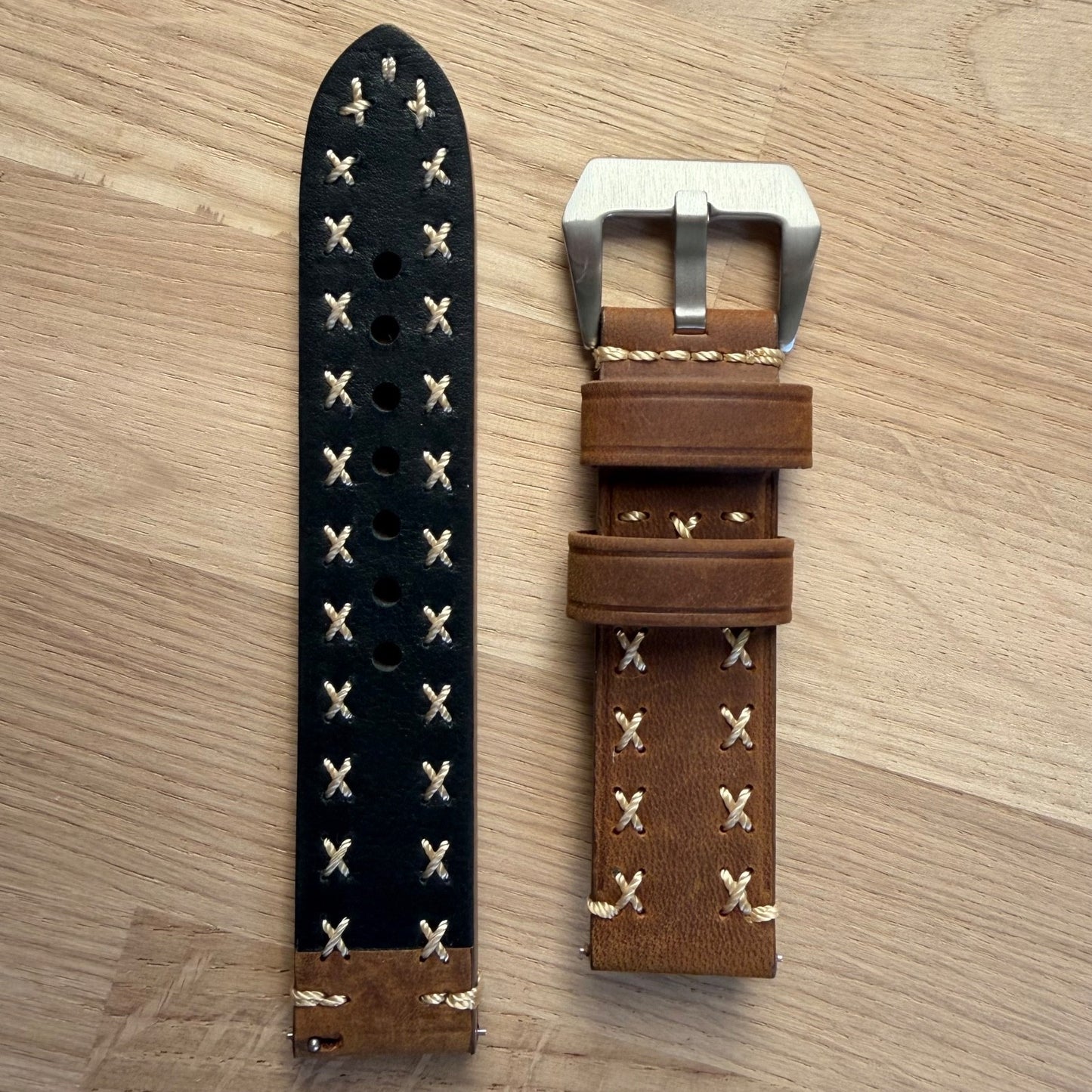 Brand New Handmade Luxury Crazy Horse Stitched Genuine Leather Watch Strap