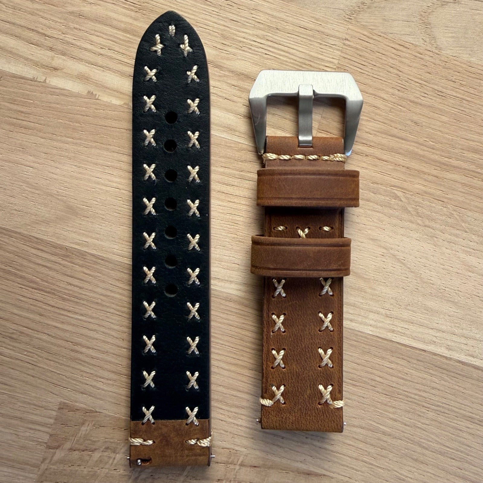 Brand New Handmade Luxury Crazy Horse Stitched Genuine Leather Watch Strap