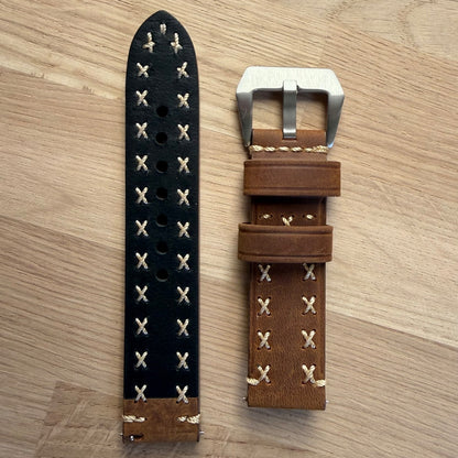 Brand New Handmade Luxury Crazy Horse Stitched Genuine Leather Watch Strap