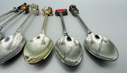 Set of 6 London-Themed Silver-Plated Souvenir Teaspoons – W.A.P.W. GT Britain