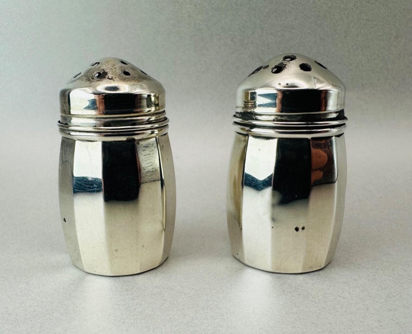 Vintage Sterling Silver Salt and Pepper Pots - Good Condition