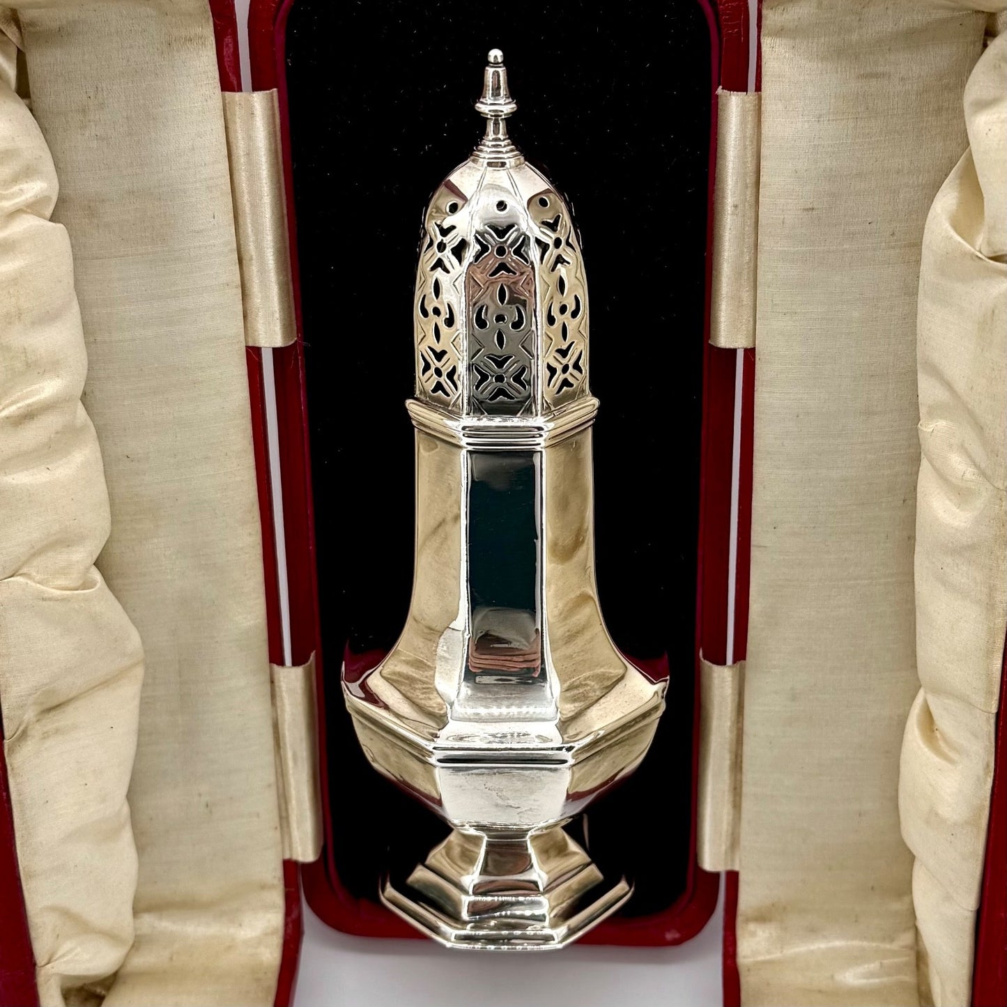 Antique Sterling Silver Sugar Caster – Sheffield 1901 Martin Hall & Co. - Boxed