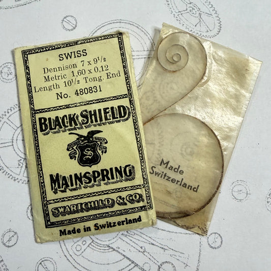 Black Shield Mainspring 480831 – 1.60 x 0.12 x 10½" – Dennison 7 / 9½ Tongue End