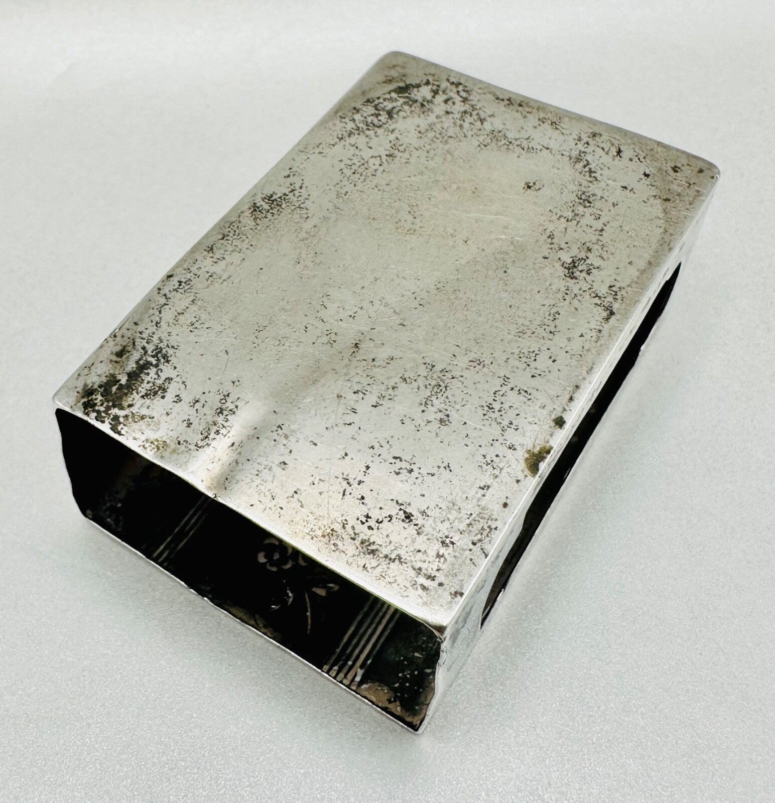 Antique 800 Silver Matchbox Sleeve/Case – German Hallmarks – Oberländer P