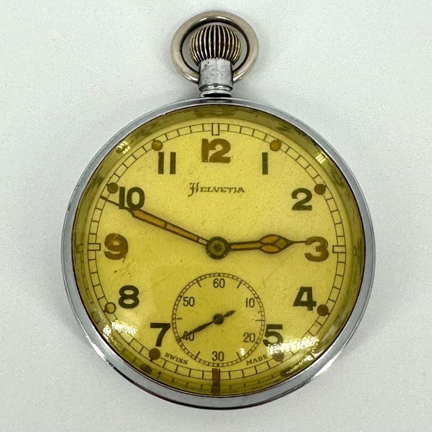 Vintage Helvetia 32A GS/TP Military Pocket Watch – WW2 Era – Swiss Made – 52mm