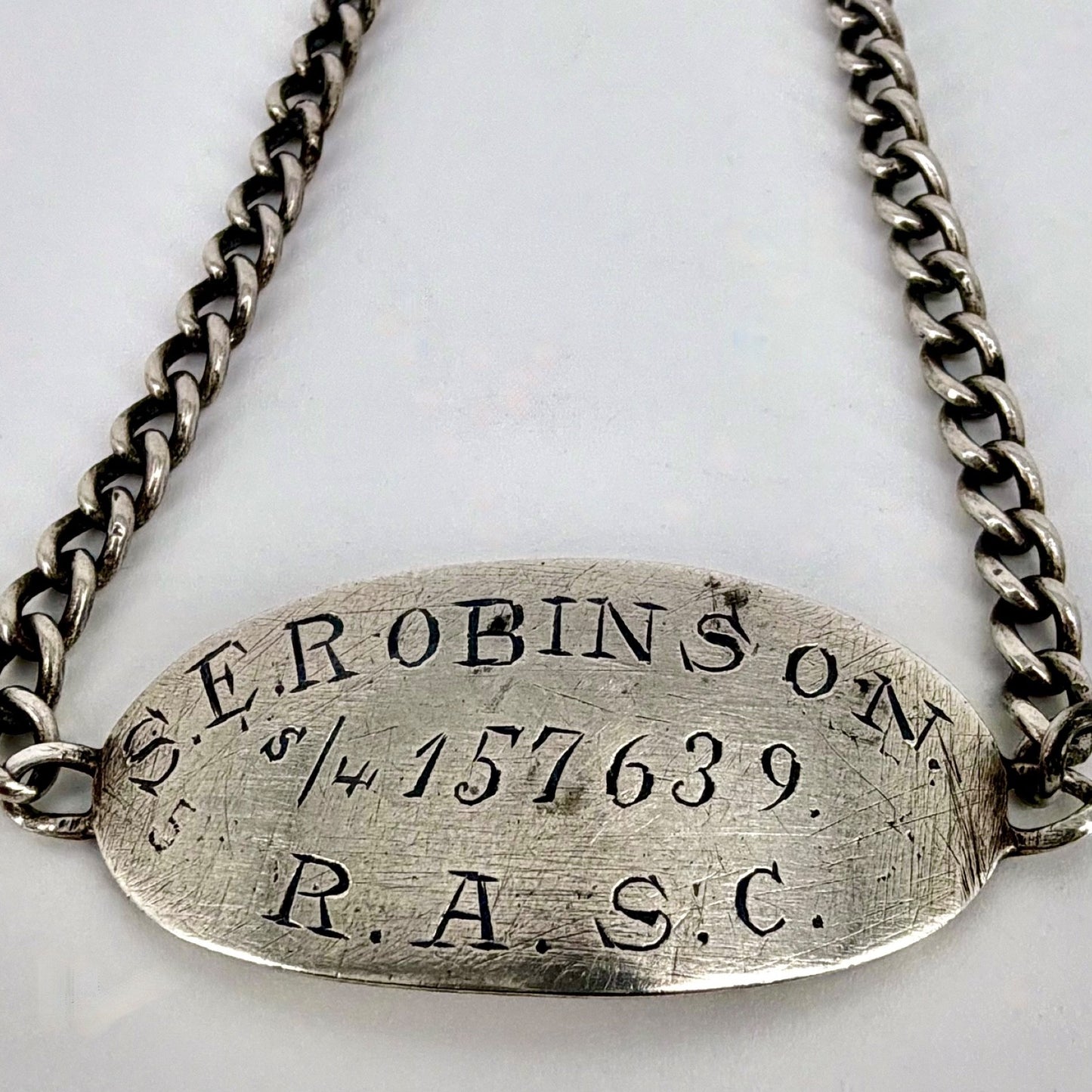 Antique WWI Silver ID Bracelet – London 1916 John Collard Vickery – R.A.S.C.