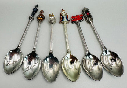 Set of 6 London-Themed Silver-Plated Souvenir Teaspoons – W.A.P.W. GT Britain