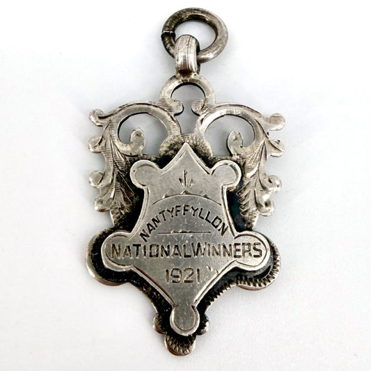 Antique Silver Fob Medal Nantyffyllon National Winners 1921 William Hair Haseler