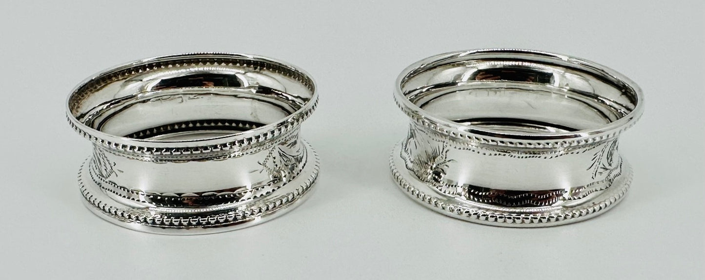 Antique Boxed Pair of Silver Napkin Rings – Chester 1908 & Birmingham 1909